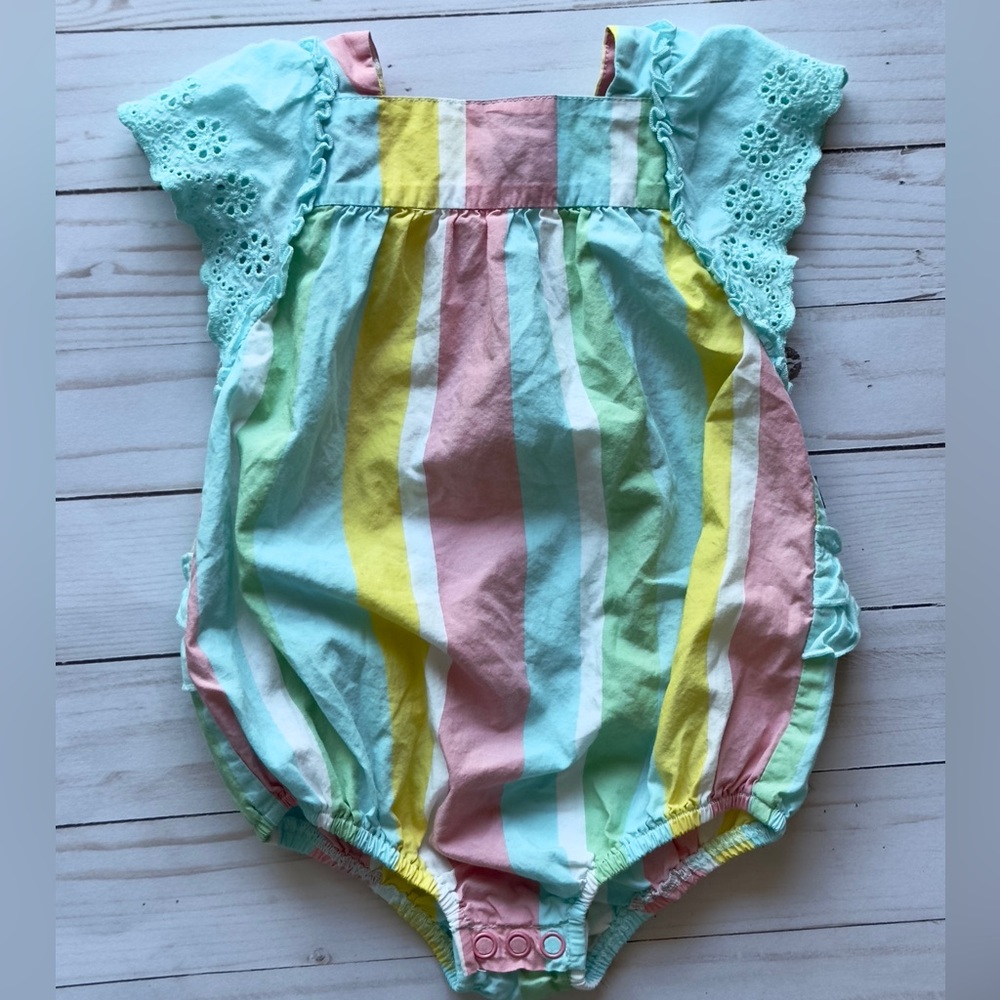 Matilda Jane Giggle Time Bubble Baby Striped Romper 3-6 months
